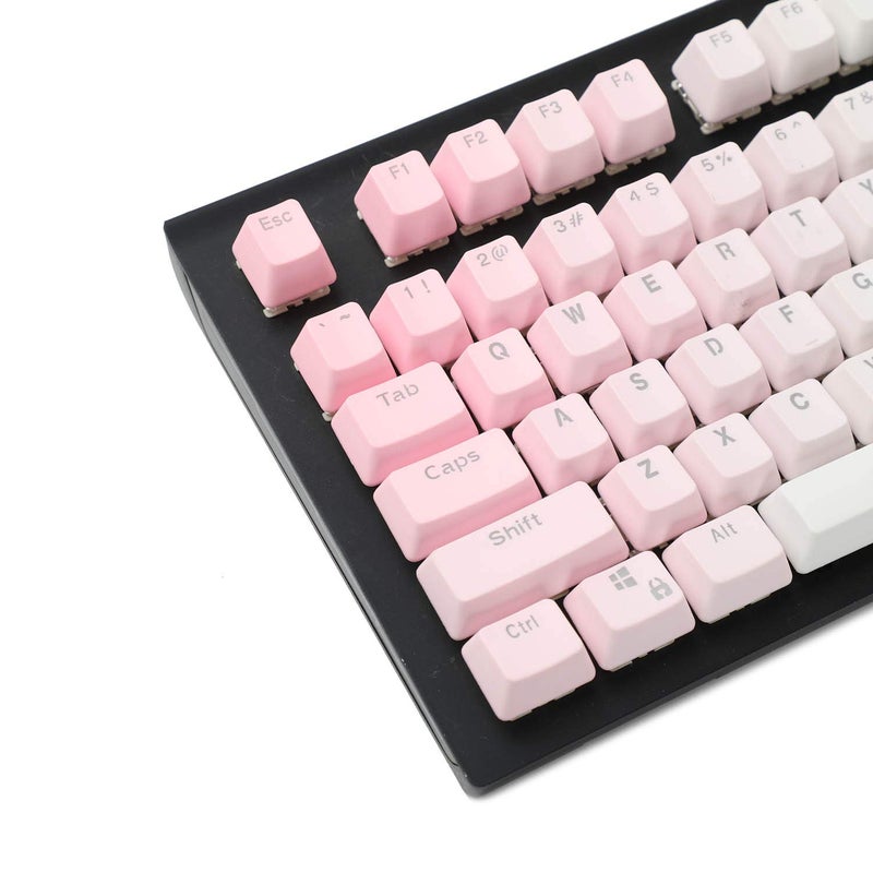 YMDK Double Shot 104 Dyed PBT Shine Through Keyset OEM Profile Keycap Set for Cherry MX Switches Mechanical Keyboard 104 87 61,Pink White Gradient (Only Keycap) - Image 2